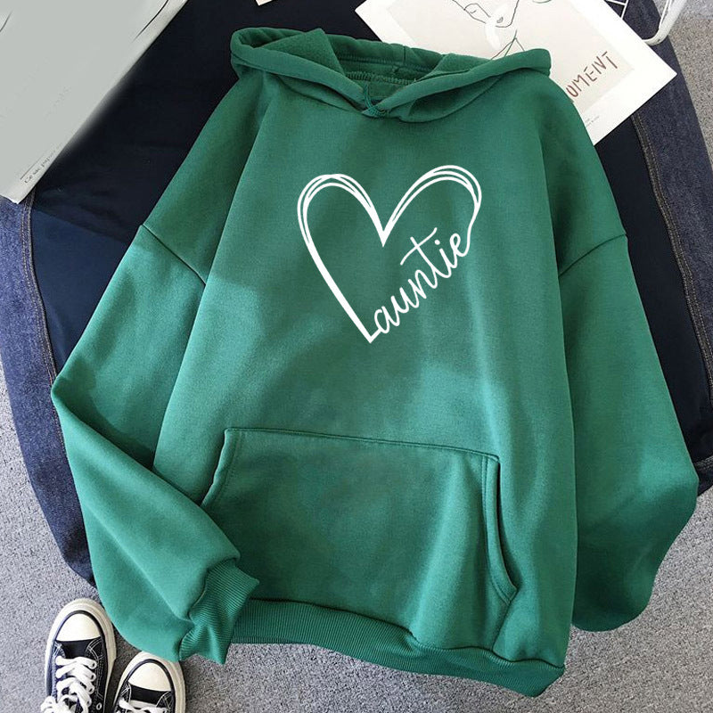 Foreign Trade Cross-border Auntie Love Printing Hooded Sweatshirt Autumn and Winter European and American Men's and Women's Jacket Coat Loose