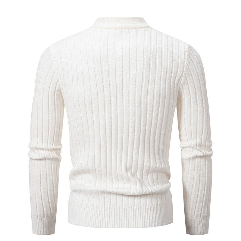Vintage Simple Solid Color Half-turtleneck Base Sweater Men's Casual Men's Faux Sheep high quality Knitted Sweater