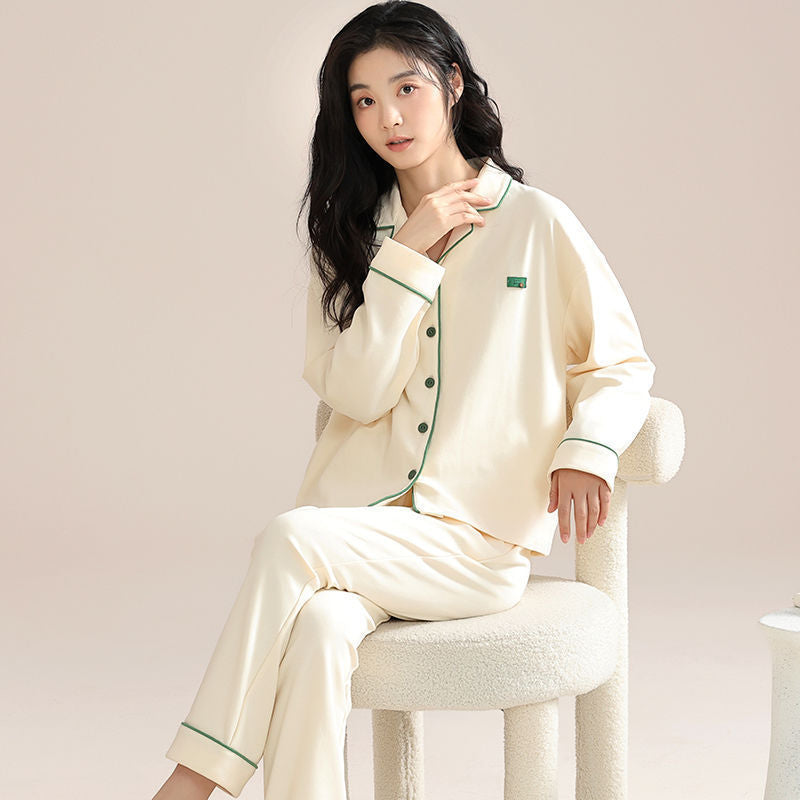 Women's pajamas 2024 new spring and autumn long-sleeved outerwear plus size homewear color suit