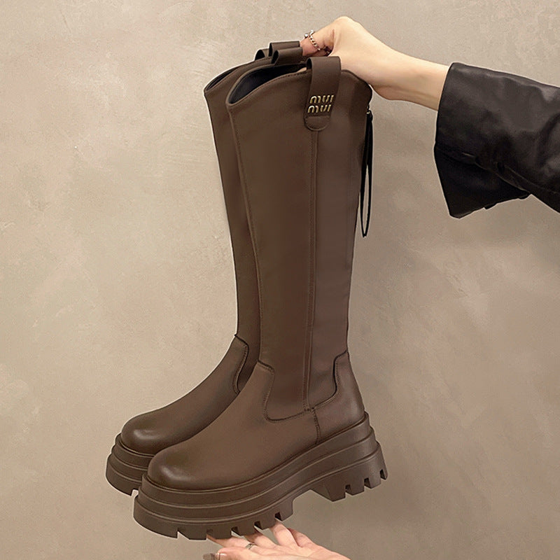 Thick-Soled Over-The-Knee Boots for Women, New Retro Fashion Leather Boots, Elegant Popular Street Fashion Boots, Knight Boots