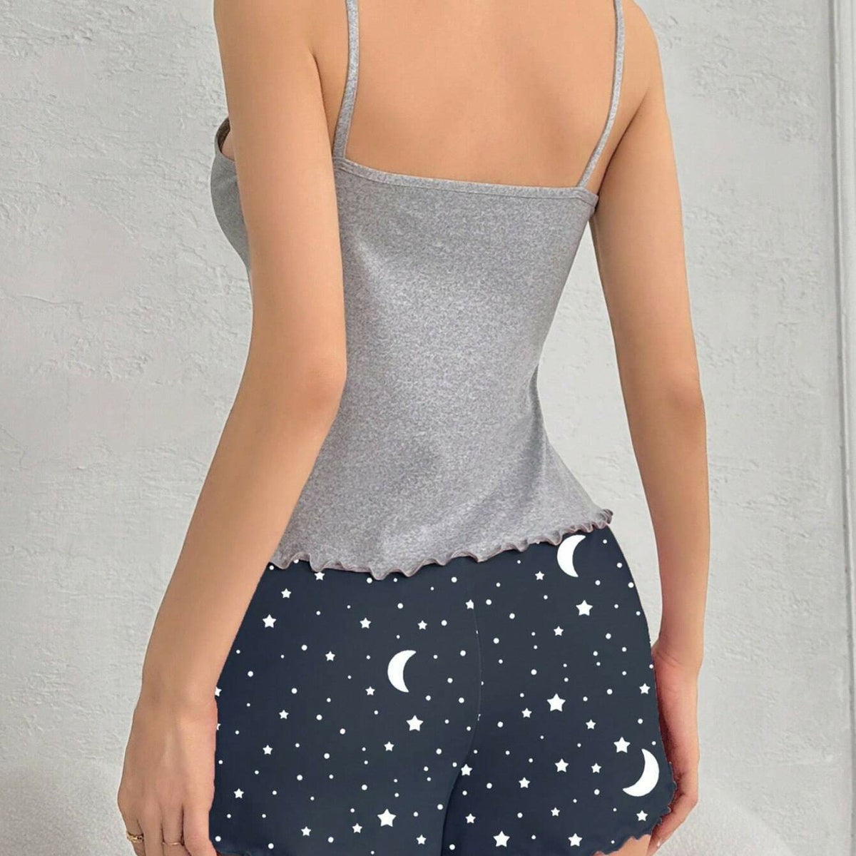 European and American Export Cross-Border Sexy Suspender Shorts Starry Sky Printed Pajamas Set Women's Summer Thin Casual Home Wear
