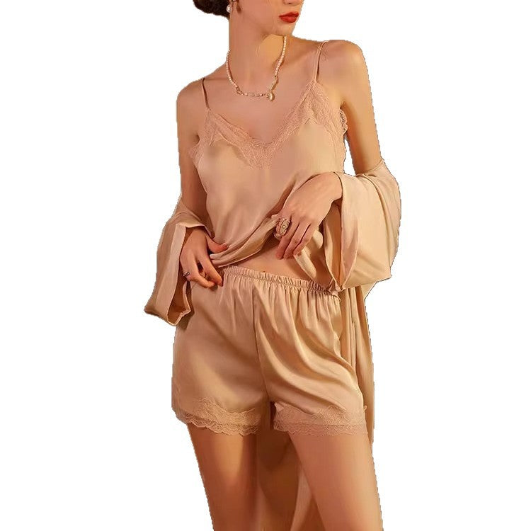 Camisole Pajamas for Women, Sexy and Pure Desire Style, Ice Silk 2025 New Vest and Shorts Set, Spring, Autumn, Summer Thin Loungewear