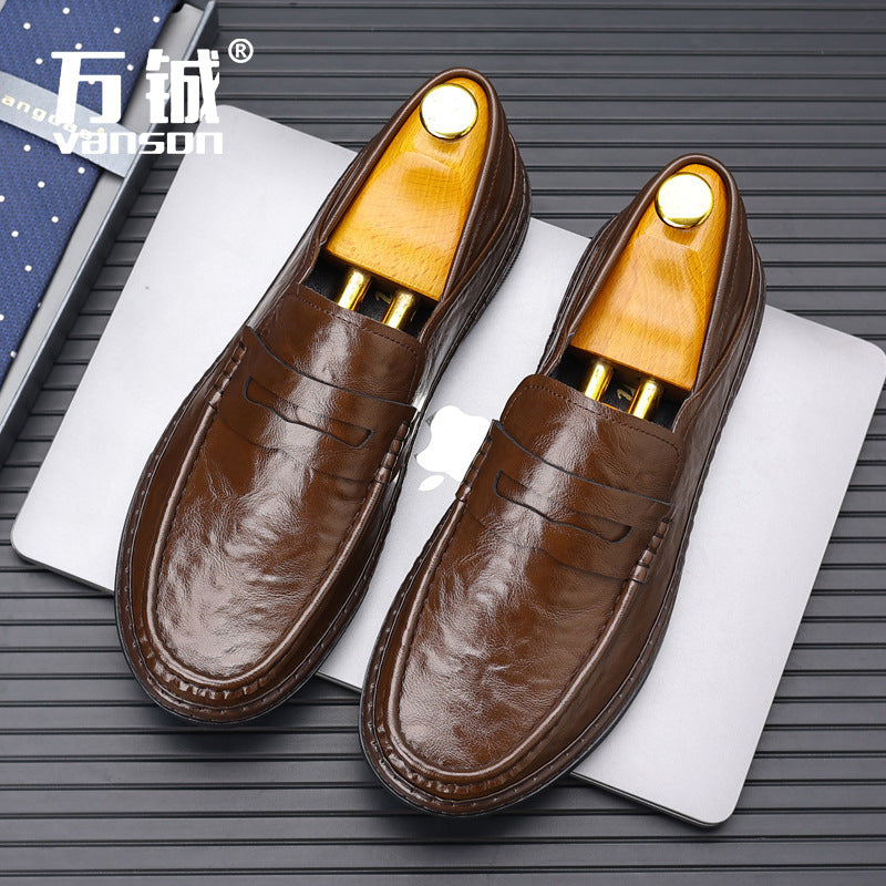Doudou Shoes Men's 2024 Spring New High-Quality Soft Leather Shoes Men's Casual Shoes Soft Sole Slip-On Loafers Men's Shoes