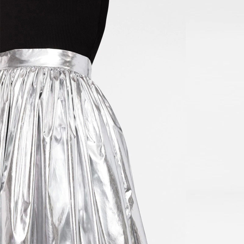 Cross-border explosions women's bright leather skirt sexy nightclub bright leather skirt metallic leather skirt hot girl performance clothing batch