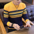 Men's Sweater Men's Spring and Autumn 2024 New Casual Students Korean-style Base Knitted Shirt Fake Two-piece Sweater Small Shirt