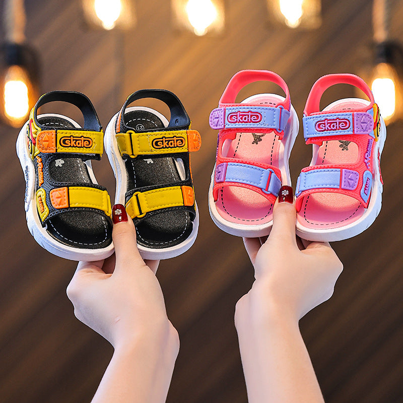 Boys Sandals 2025 Summer Large Children Non-slip Soft Bottom Velcro Casual Beach Shoes Girls Baby Shoes