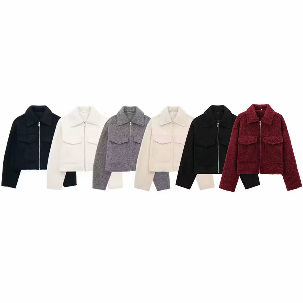 European and American Cross-Border 2025 Winter New Women's Street Fashion Gray Faux Fur Short Lapel Jacket Coat