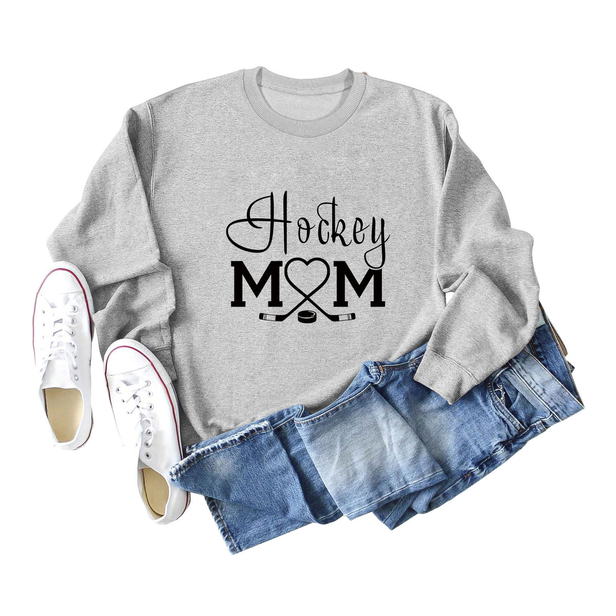 Amazon Wish Independent Station Fashionable Simple Hockey Mom Letter Fun Printed Women's Casual Sweatshirt