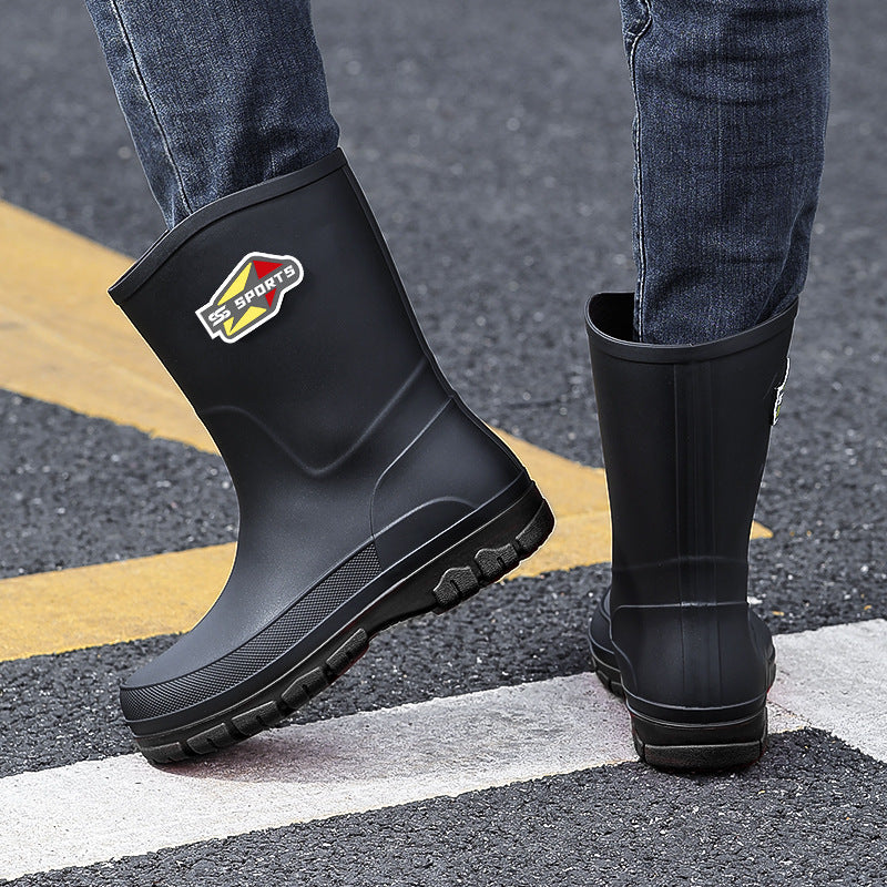 Fashionable 25 High Rain Boots Black Men's Rain Boots Cross-Border Environmentally Friendly Large Size 39-48 Wading Rubber Shoes Non-Slip Fishing Boots