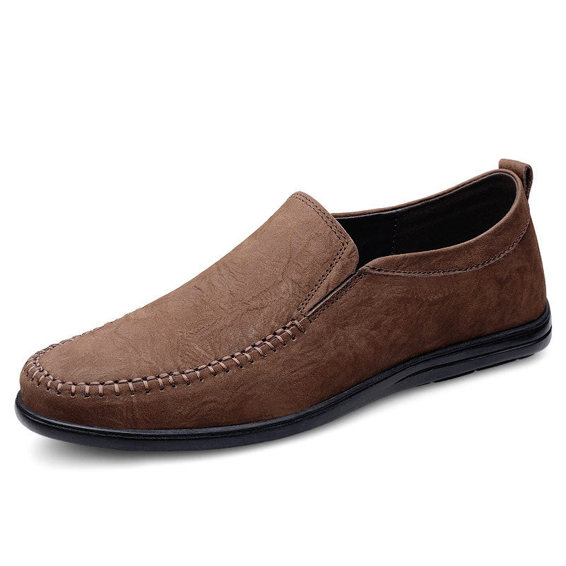 Men's Loafers Genuine Leather 2025 Winter First Layer Cowhide Single Shoes Men's Fashion Casual Leather Shoes Flat Men's Shoes