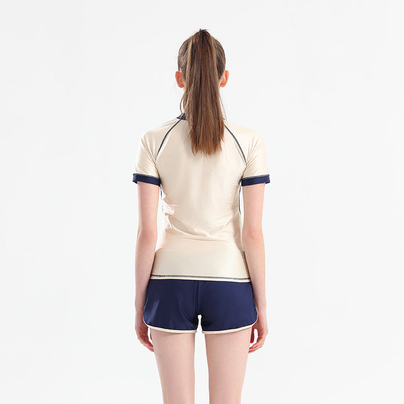 Swimwear Women's 2024 New Conservative Split Short Sleeve Swimwear Flesh Covering Slimming Slight Fat Girls Hot Spring Swimwear