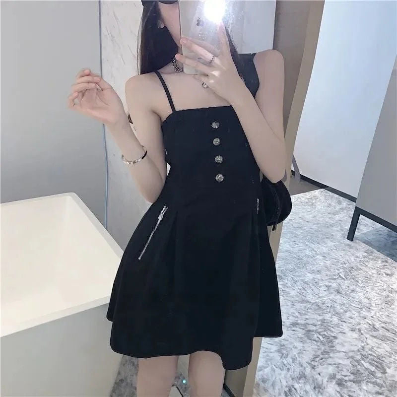summer new gentle wind can be salt can be sweet off-shoulder small waist slim long sling dress