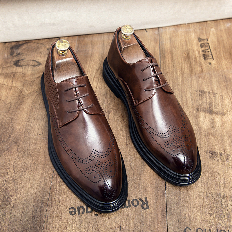 Brock Black Men's Shoes Soft Sole Soft Leather British Men's Formal Business Casual Small Leather Shoes Groom and Best Man Leather Shoes