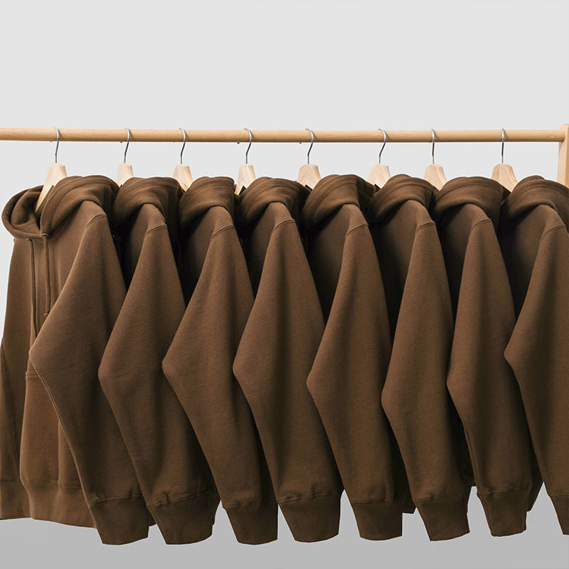 350g spring and autumn thin chocolate color sweater women's brown hooded coat caramel color loose hoodie autumn and winter