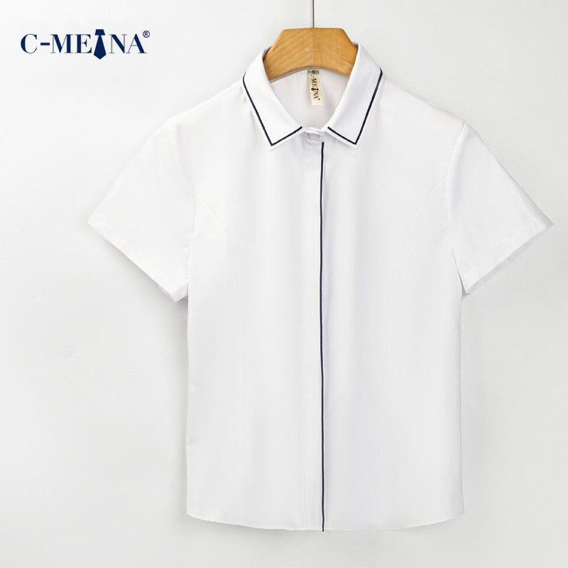 Summer New Women's Clothing, Women's Shirts, Short-Sleeved Shirts, Elegant Commuting Slim-Fit Fashion Professional Attire, Versatile for the Workplace