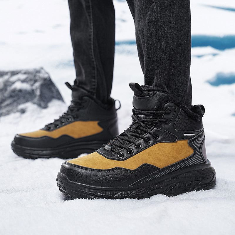 2024 autumn and winter cotton shoes men's waterproof snow boots men's shoes winter fleece-lined sneaker northeast cold warm boots
