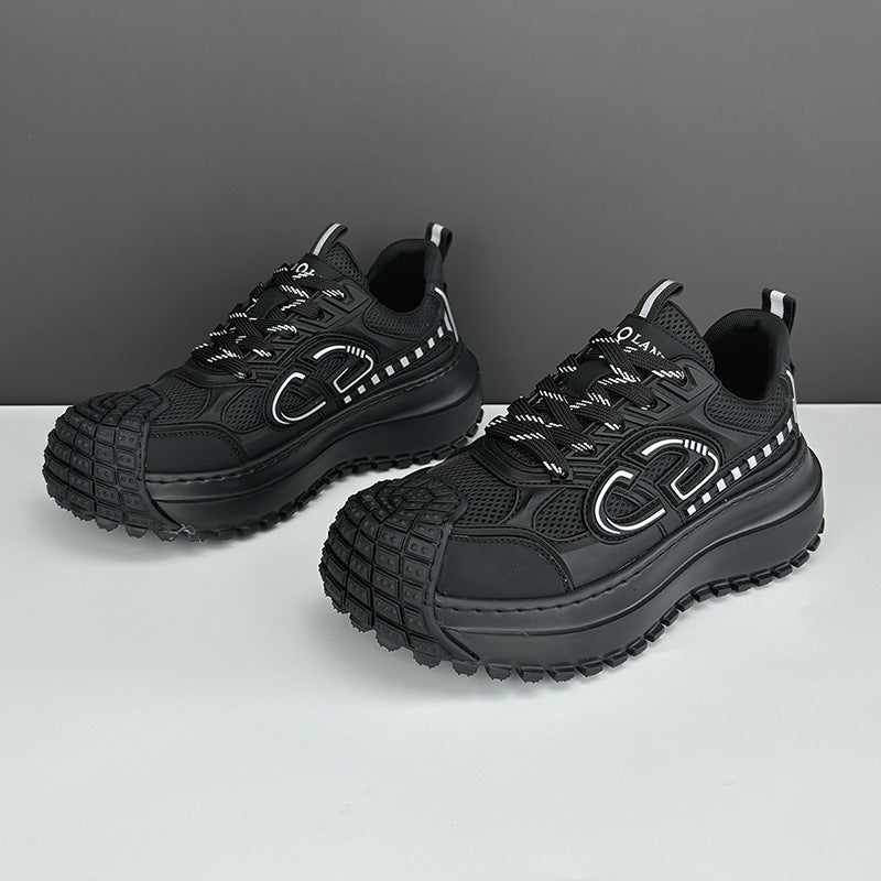 2025 Summer New Men's Shoes Increased Thick Bottom Breathable Mesh Sports Casual Shoes Mecha Style Niche Torre Shoes