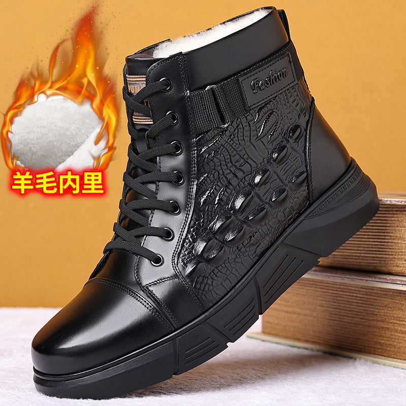 New Winter Men's Chelsea Boots with Cotton and Wool Lining, Warm Snow Boots, Large Cotton Shoes, Fashionable and Versatile Men's Shoes