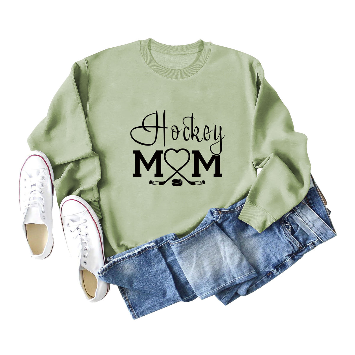 Amazon Wish Independent Station Fashionable Simple Hockey Mom Letter Fun Printed Women's Casual Sweatshirt