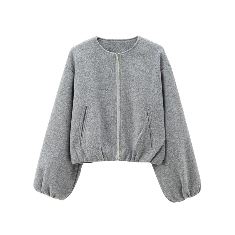 KAOPU ZA Women's 2025 Winter Soft Base All-Match Long Sleeve Soft Bomber Jacket Coat