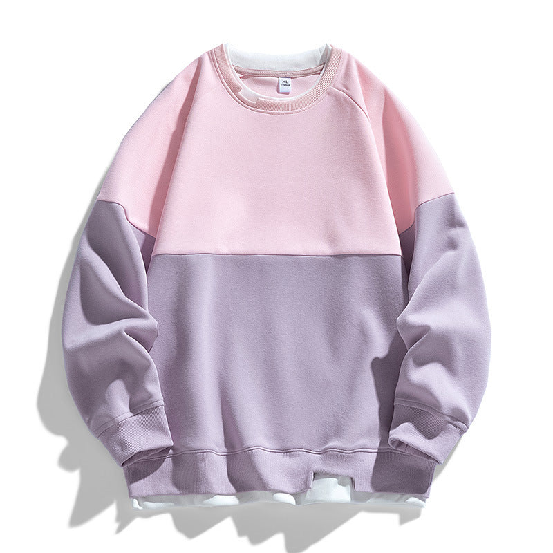 Cross-border Fake Two-piece Round Neck Sweaters Men's Spring and Autumn Fashion Contrast Color Stitching Top 2025 New Youth Autumn Clothes