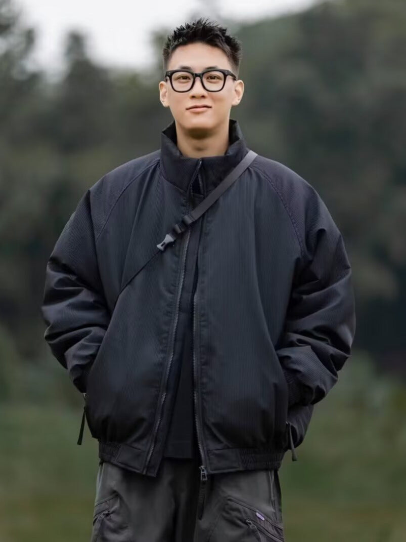 Japanese Vintage Tooling Trend Men's and Women's Loose Vertical Collar Short Cotton-padded Coat Winter Men's American Army Green Cotton Coat Jacket
