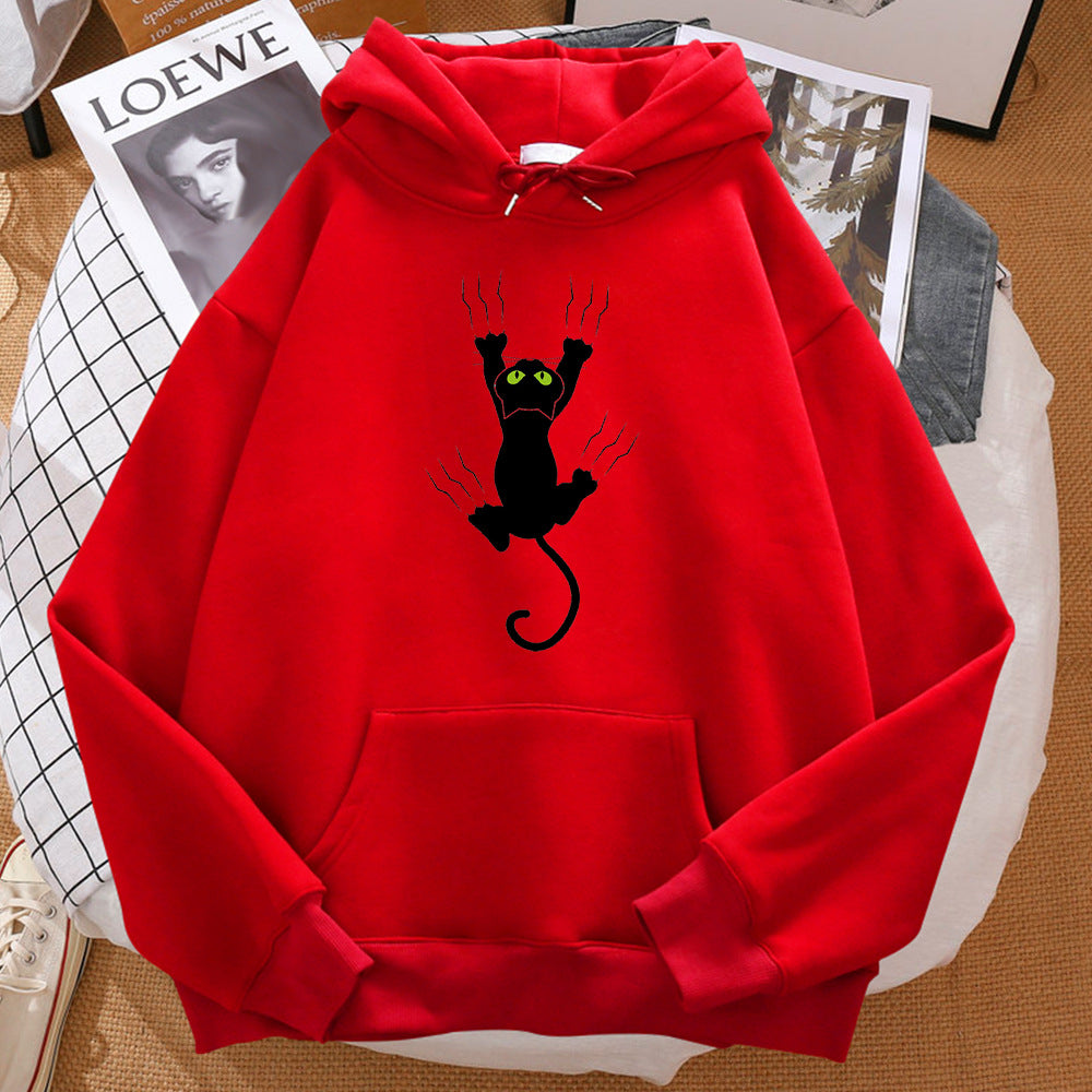 Naughty Black Cat Printed Men's Hoodie Hip Hop Comfortable Sweatshirt