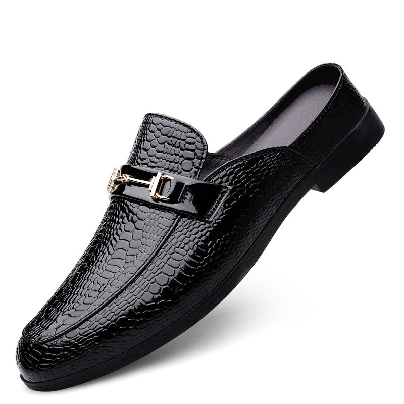 Cross-Border Large Size Men's Loafers, 26 Styles, Summer Fashion Trend, Breathable Slip-On Men's Snake Print Half-Slip Loafers