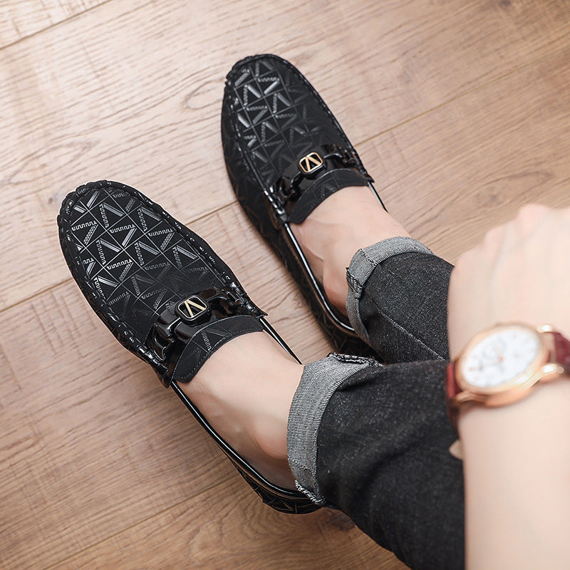 Summer Loafers for Men, Casual Trendy Soft Leather Soft-Soled Shoes, Fashionable Printed High-End Men's Loafers in Old Money Style