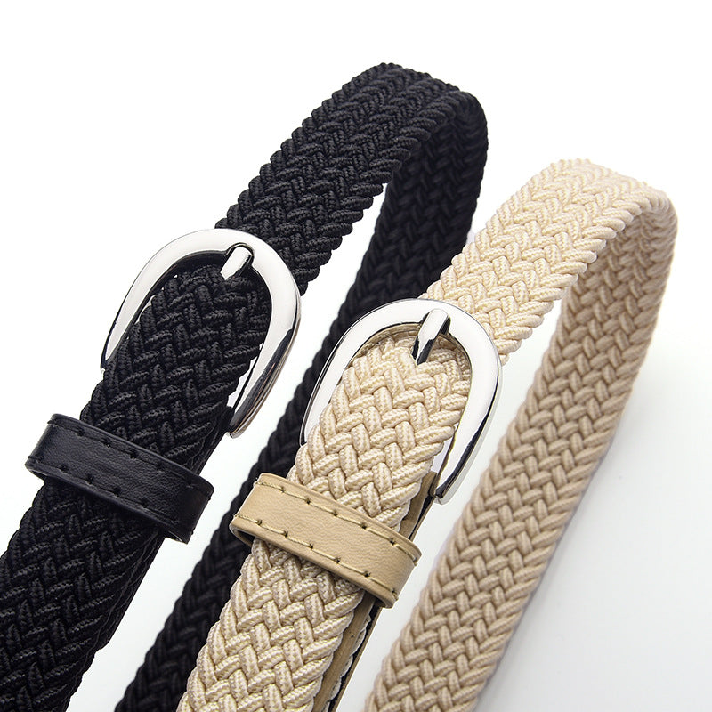 Children's Canvas Belt Unisex Military Training Pants Belt Women's Fashion Elastic Elastic Woven Lazy Belt