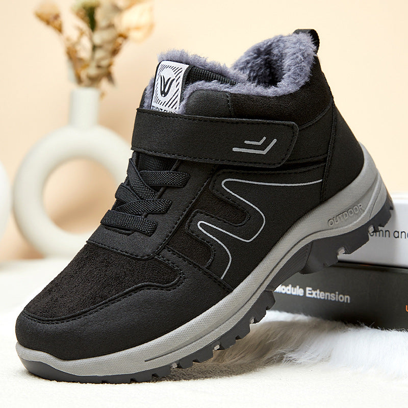 Cotton Shoes, Snow Boots, Winter Velcro Women's Boots, Fleece-Lined and Thickened Cotton Boots, Thick-Soled Warm Short Boots, Outdoor Comfortable Boots