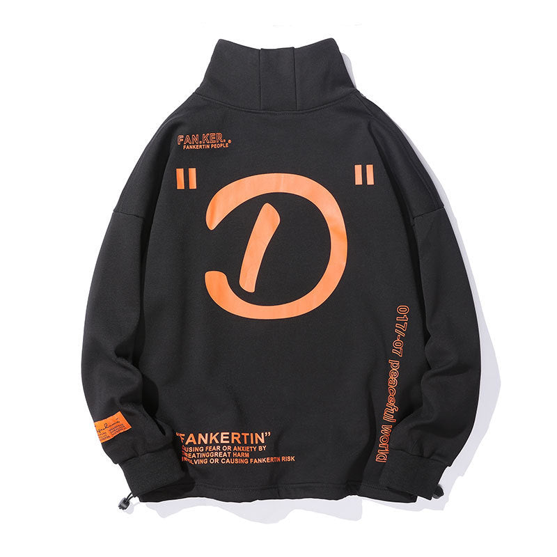Sweatshirt 2023 Autumn and Winter Fashion Fleece-Lined Thick Warm Turtleneck Top Casual Trendy Men's Clothing Brand