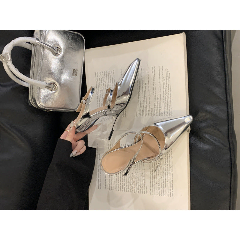 2025 European and American New T Show High Heels Crystal Heel Wedge Pointed Sexy Women Sandals