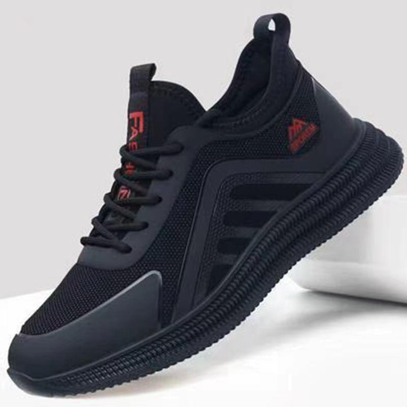 Cross-Border  Sports Shoes, Breathable and Trendy Korean Casual Shoes, Student Running Shoes, Soft Sole Black Versatile Shoes for Men