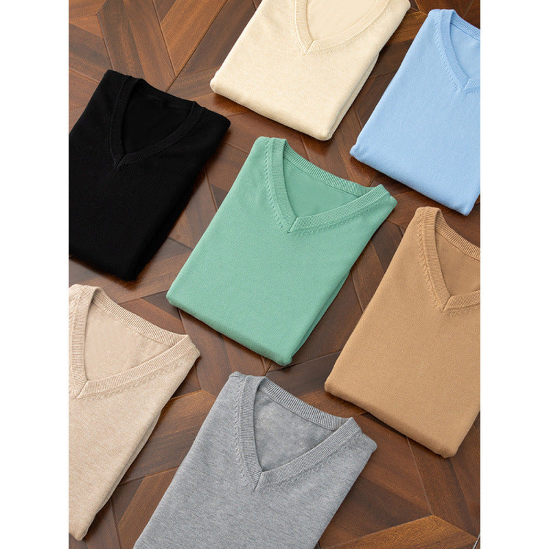 Men's Sweater Autumn/Winter V-Neck Knitted Loose Plus Size Cross-Border Sweater Men's Warm Knitted Base Layer