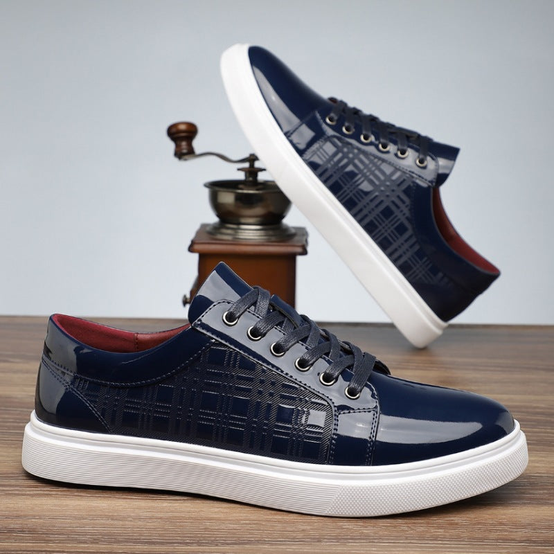 Men's Formal Fashion Pointed-Toe Patent Leather Low-Top Business Casual Shoes with Laces and Shiny Finish for Men 2501