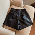 Leather Shorts Women's Autumn and Winter Outer Wear 2024 New High Waist Leather Pants plus size Wide Leg Slim Loose Base Boots Pants