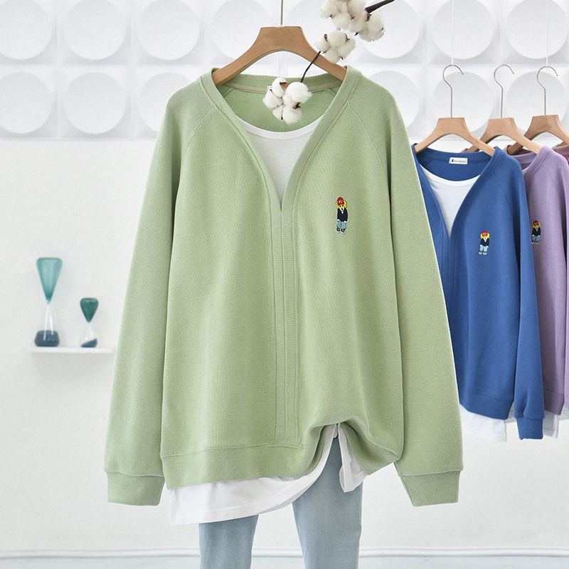 Women's Sweatshirt 2026 Spring, Autumn, and Winter New Style, Mid-Length, Loose, Stylish, Hip-Covering, Popular Top for Petite Figures