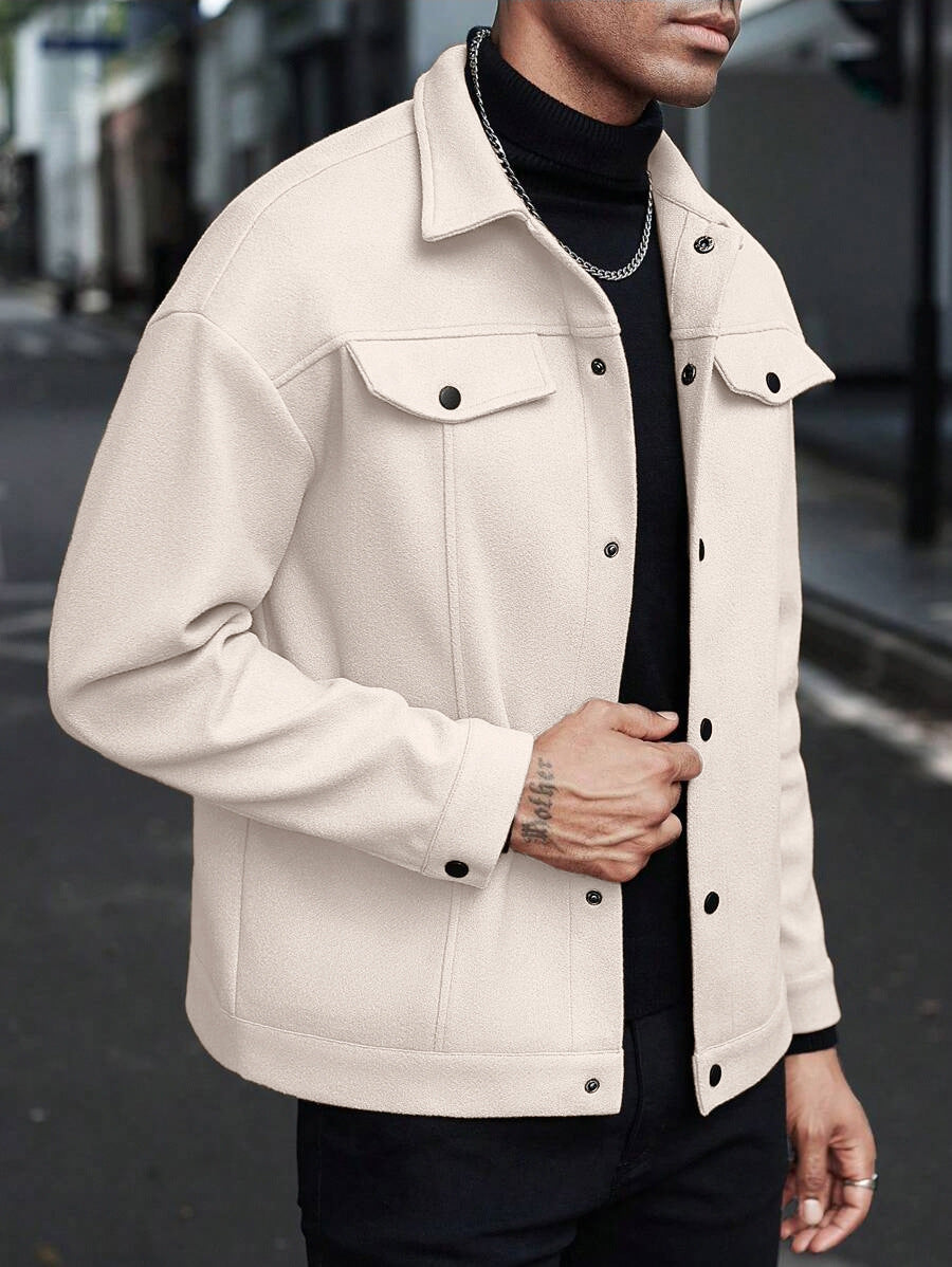 European and American Cross-Border Amazon Temu Autumn and Winter New Style Men's Woolen Lapel Jacket Casual Sports Business Jacket for Men