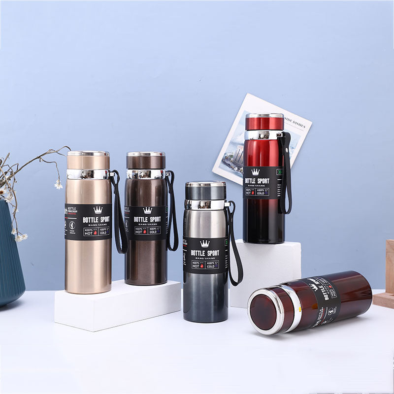 Large-Capacity Sling Pot 316 Stainless Steel Thermos Cup Outdoor Sports Rope Portable Travel Pot Car Water Cup