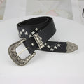 European and American Punk Style Wide Belt with Rivets, High-End Women's Belt, Women's Personalized Pin Buckle Jeans Belt, Retro Belt