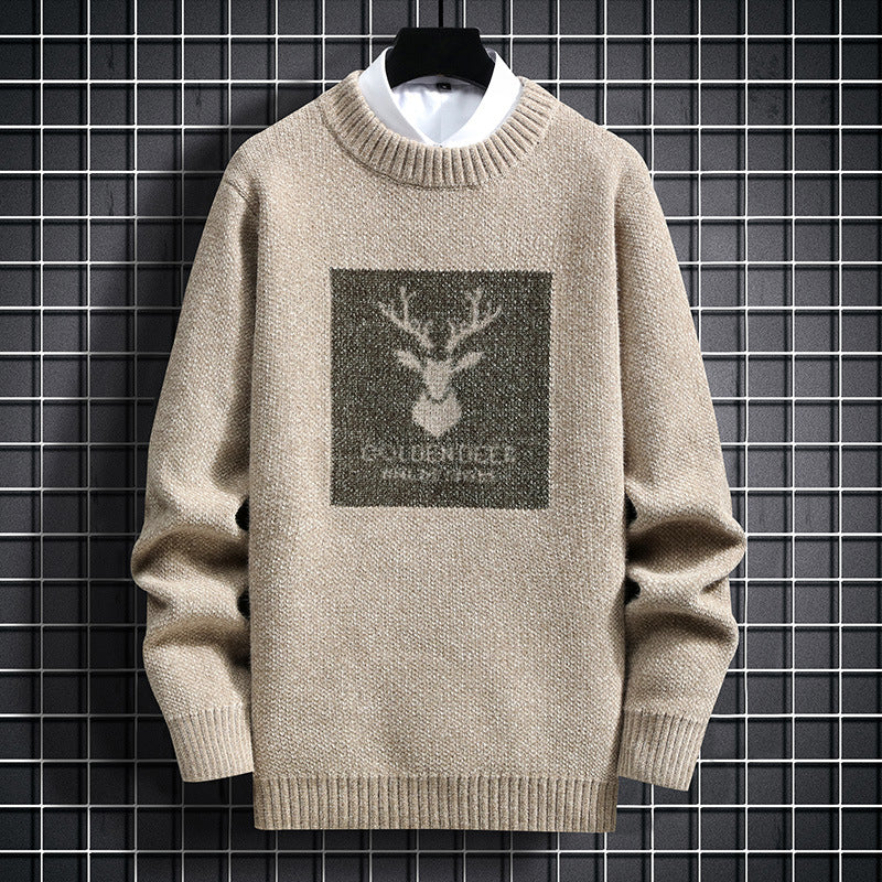 Sweater Men's Winter Cross-border 2024 New Style Knitted Sweater for Male Teenagers Spring and Autumn Middle School Students Warm Clothes Sweater Tide