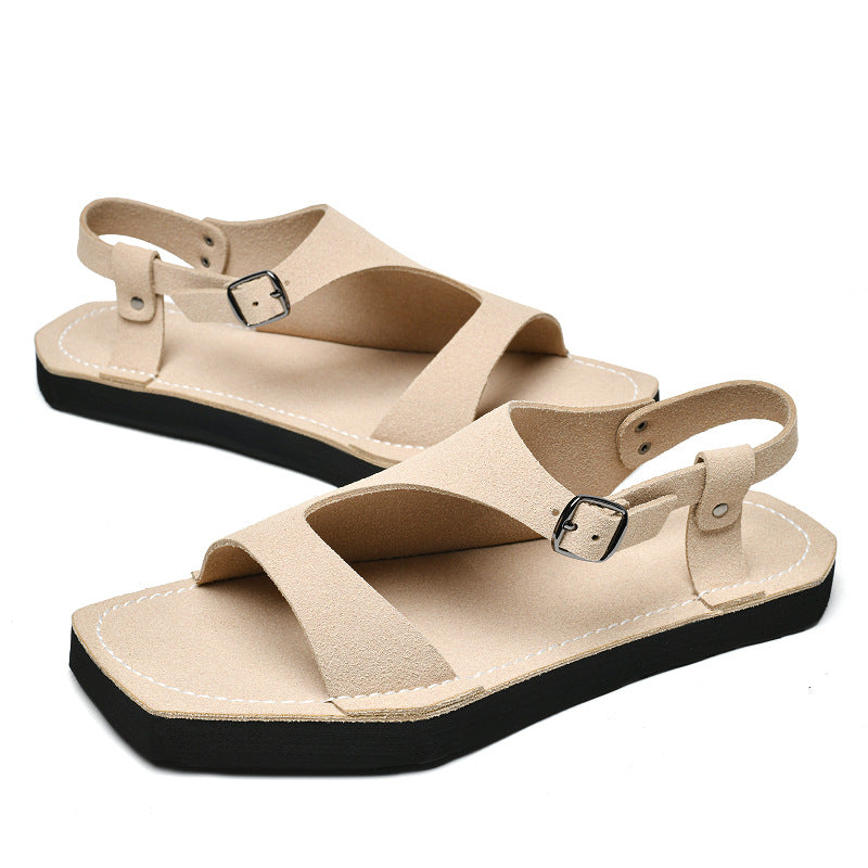 Sandals Men's Large Size 47 Summer Slip-On Men's Flats 46 Outer Wear 45 Beach Shoes Cross-Border Genuine Leather Open-Toe Sandals