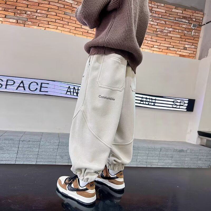 Boys' Pants Spring and Autumn 2024 New Western Style Children's Casual Pants Large Children's Loose Trousers Spring Wear Trendy Sweat Pants