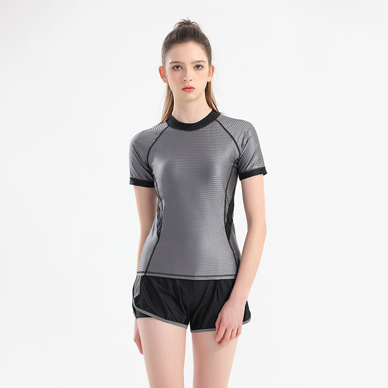 Swimwear Women's 2024 New Conservative Split Short Sleeve Swimwear Flesh Covering Slimming Slight Fat Girls Hot Spring Swimwear
