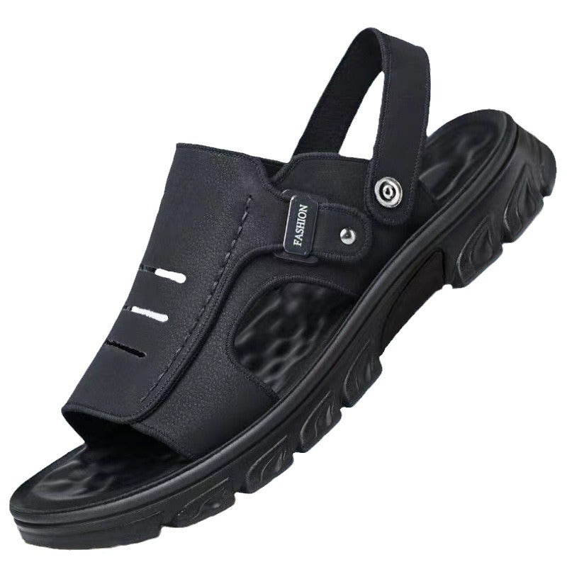 A generation of men's sandals non-slip summer casual middle-aged dad beach sandals wear soft bottom leather sandals