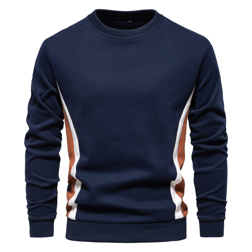 Autumn Sports Men's Long-Sleeved Men's New Splicing Casual Pullover Slim Sweatshirt Round Neck 2024 Cotton