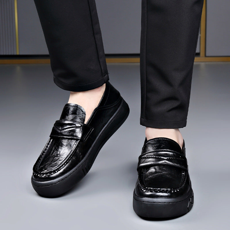 Men's Leather Shoes 2024 New Style Slip-On Formal Business Men's Shoes Soft Sole Round Toe Fashion Trend British Loafers