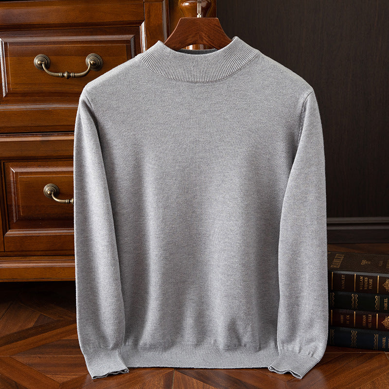 Autumn and winter semi-high collar men's pullover base sweater casual business loose fashion solid color long sleeve Andy velvet sweater