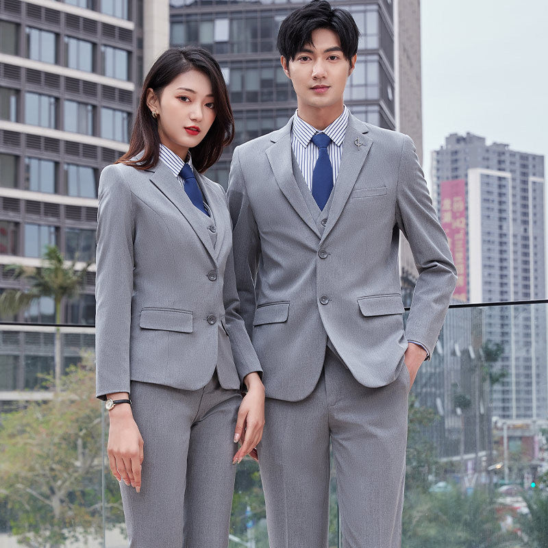 Two-button color spinning four-sided elastic treasure blue teacher suit suit men's and women's same style professional attire 4S shop suit wholesale